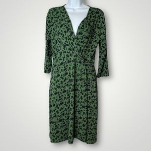 Stitch Fix Hailey 23 Meesha Faux Wrap Knit Dress XL Green Navy Blue Floral